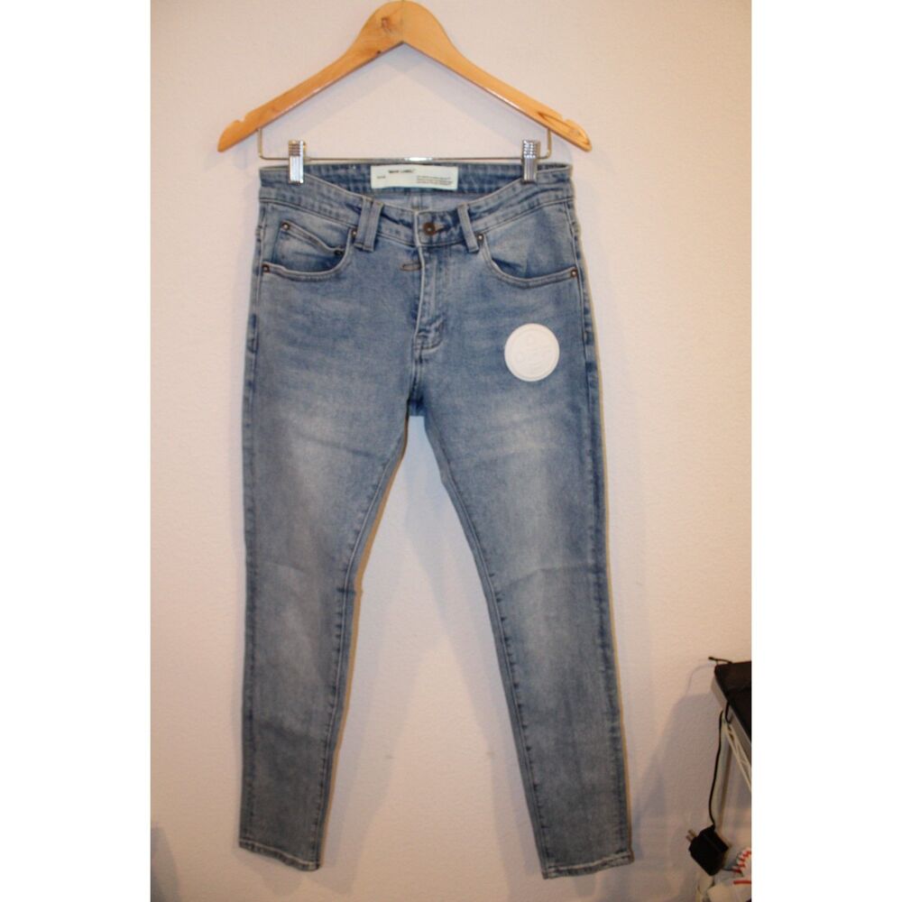 Off White skinny jeans size 30 white diagonal stripe calf